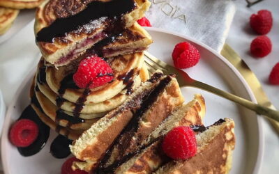 Pancakes fourrés framboises et chocolat 🥞 🍫