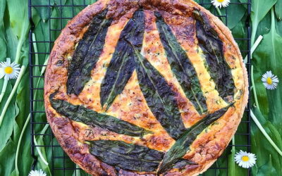 Quiche au cheddar, jambon et ail des ours 🥬🧀🍖